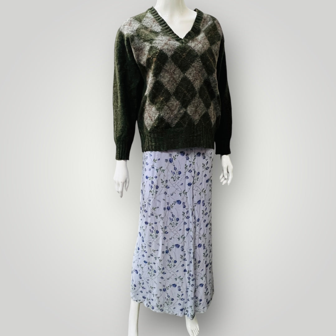 1990s british vintage / MONSOON / floral slinky skirt / 10