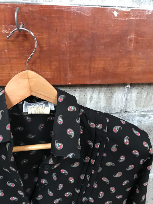 NZ VINTAGE / GAYE BARTLETT / paisley blouse / 12 / made in NZ (3755595766944362861)
