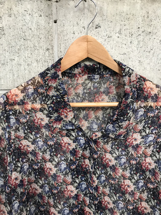 VINTAGE / sheer floral shirt /10 (3756891185363454248)