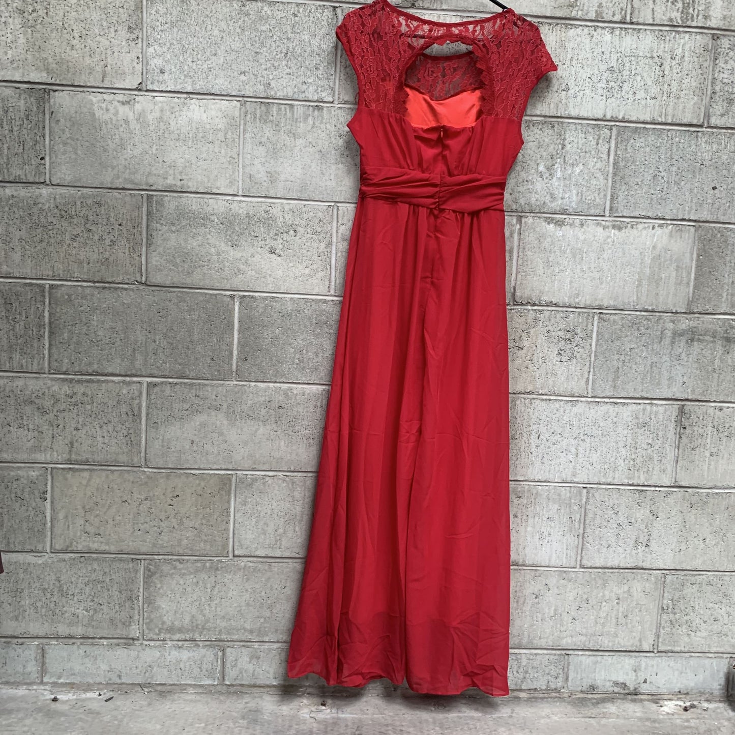 nz vintage / red maxi dress / M (3773312642710043507)
