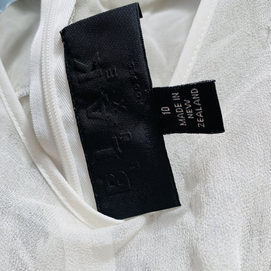 MADE IN NZ / Blak sheer silk mini dress / 10 (3773910856292229349)