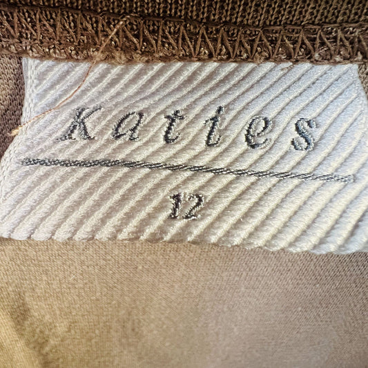 vintage KATIES / made in australia / brown button front top / 12 (3791453009639584754)