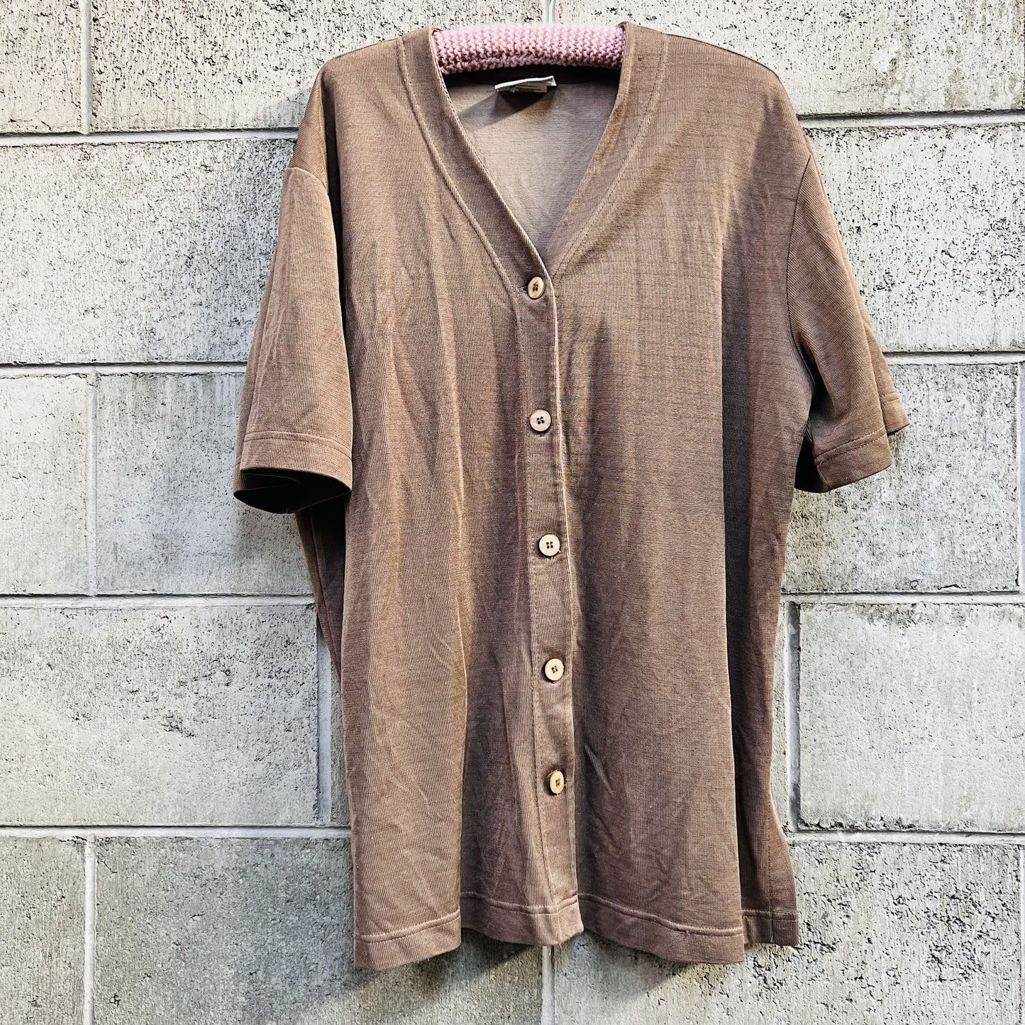 vintage KATIES / made in australia / brown button front top / 12 (3791453026744284152)