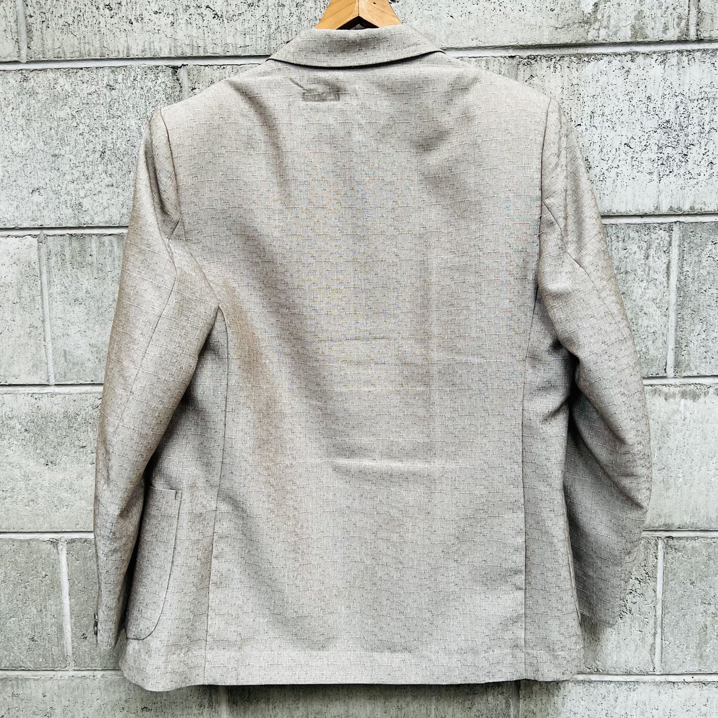 BENSON / shiny vintage beige blazer / S / made in NZ (3792053909085286196)