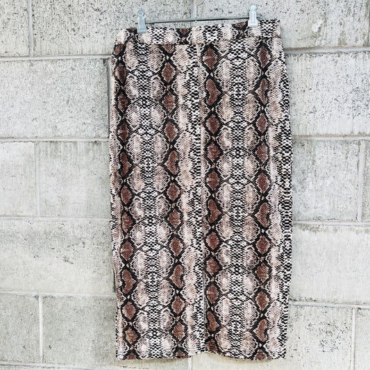 Snakeskin Split Hem Pencil Skirt / XL (3798780652072623714)