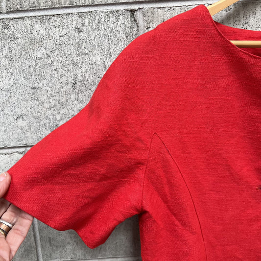 1980s VINTAGE / GLOSS dress / big brass buttons (3799433920402541365)