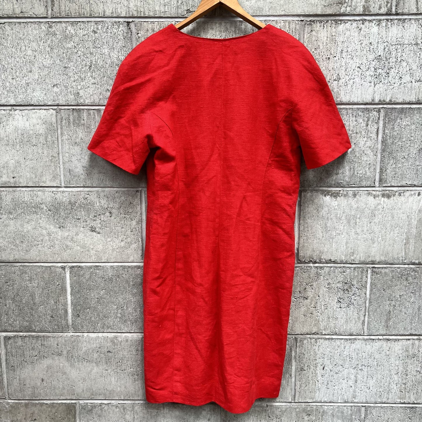 1980s VINTAGE / GLOSS dress / big brass buttons (3799433946095801714)