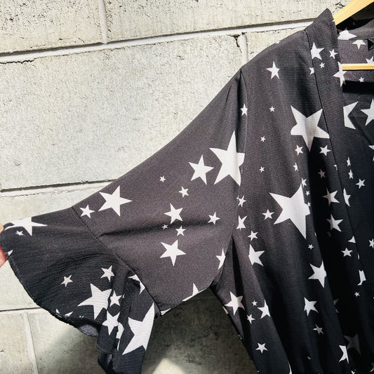 star print ruffle wrap playsuit / 22 / new (3802858830827691354)