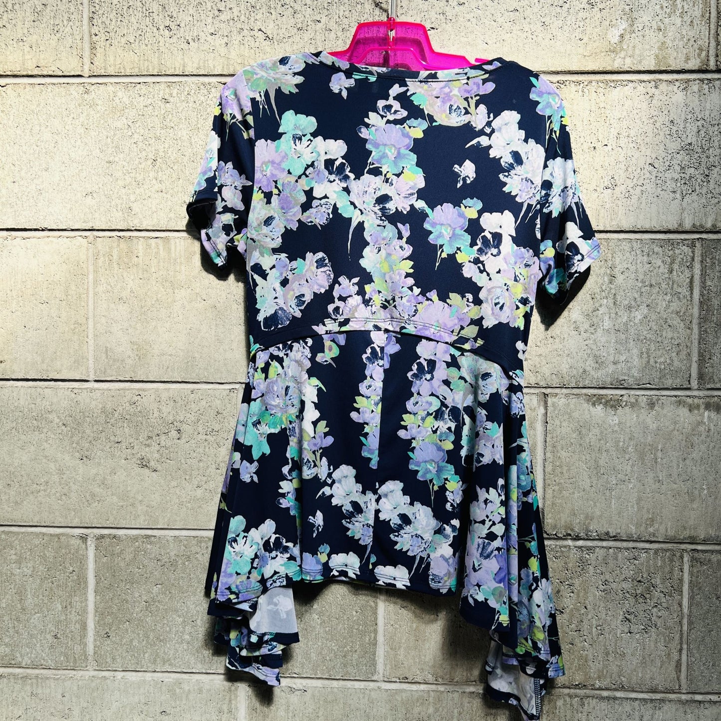 NINA LEONARD / floral top with waist detail / m (3810648272317398444)