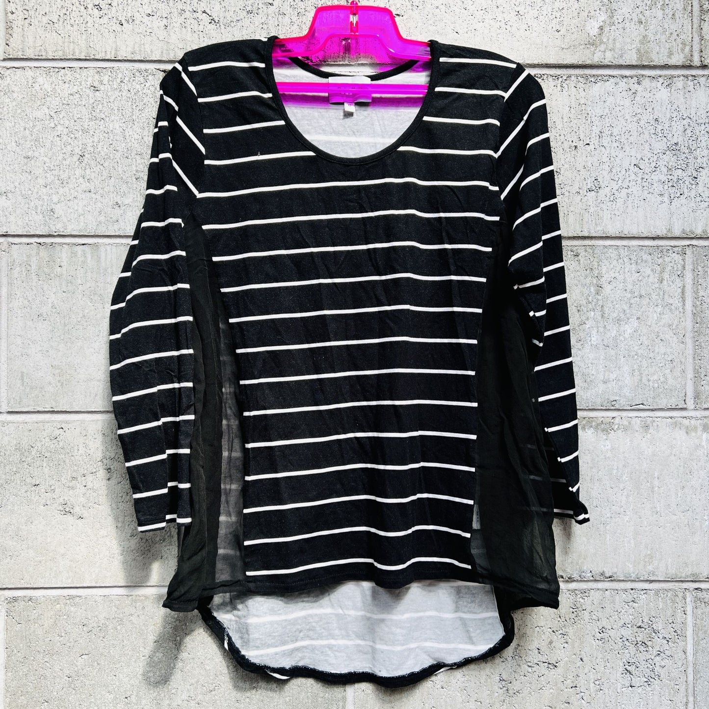 BLAK BASICS / striped top with sheer silk inserts / 12 (3810967781313205529)