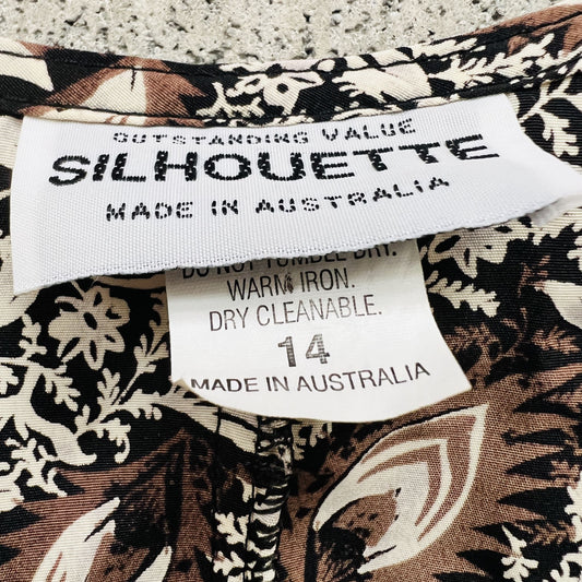 SILHOUETTE / patterned vintage dress / 14 / made in australia (3816072556470710695)