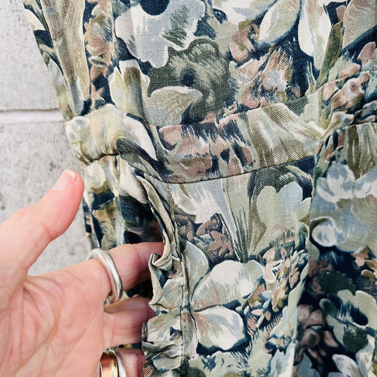 vintage floral wool dress / cherry lane / made in nz / s/m (3819884304098472408)