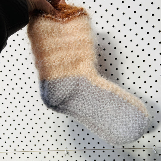 hand knitted / angora socks or slippers / small (3825402893955537979)