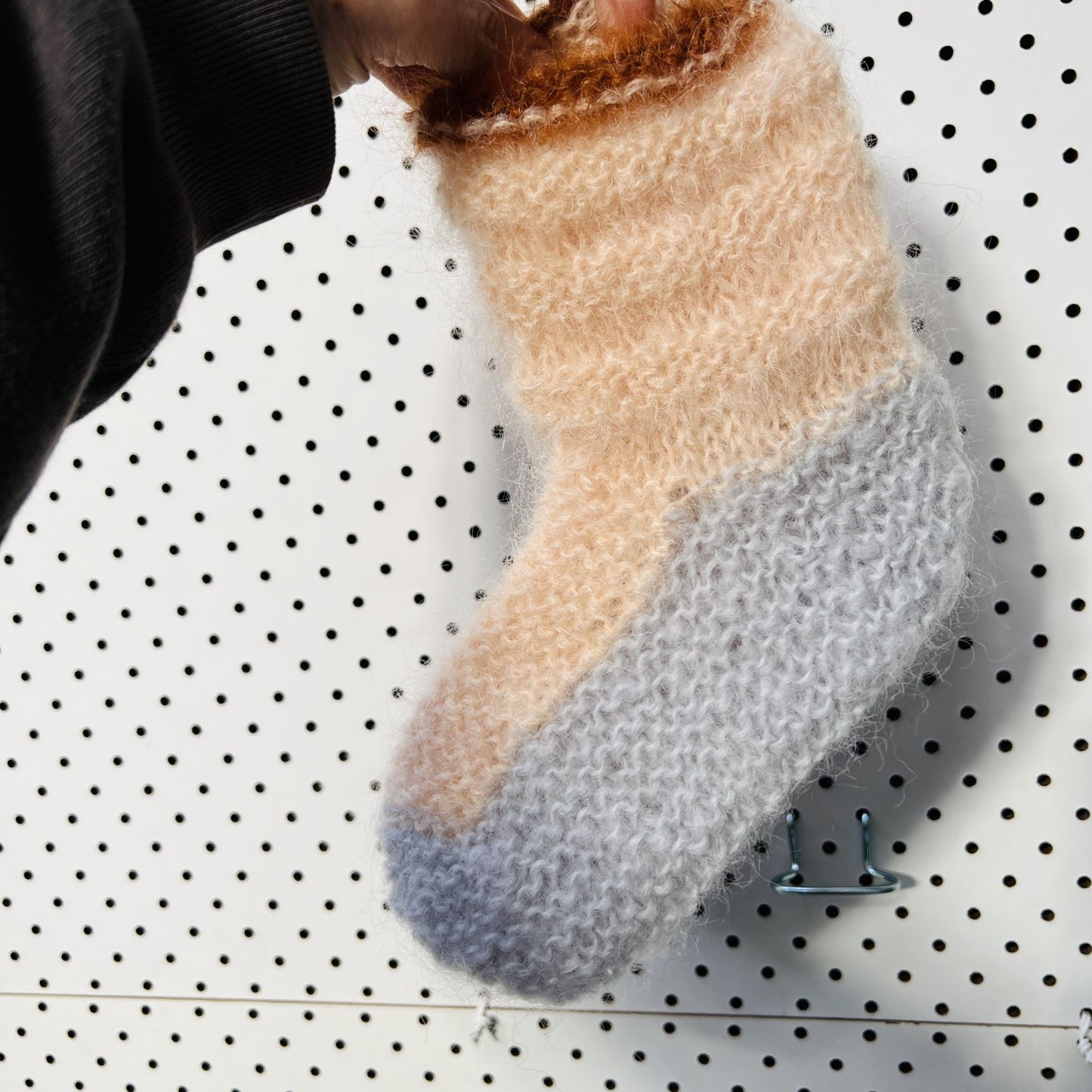 hand knitted / angora socks or slippers / small (3825402915701311097)