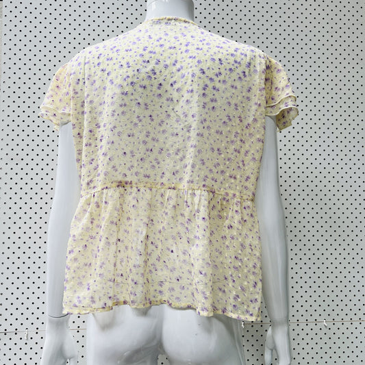 TALLY WEIJL / romantic yellow floaty top / m (3833693982372907985)