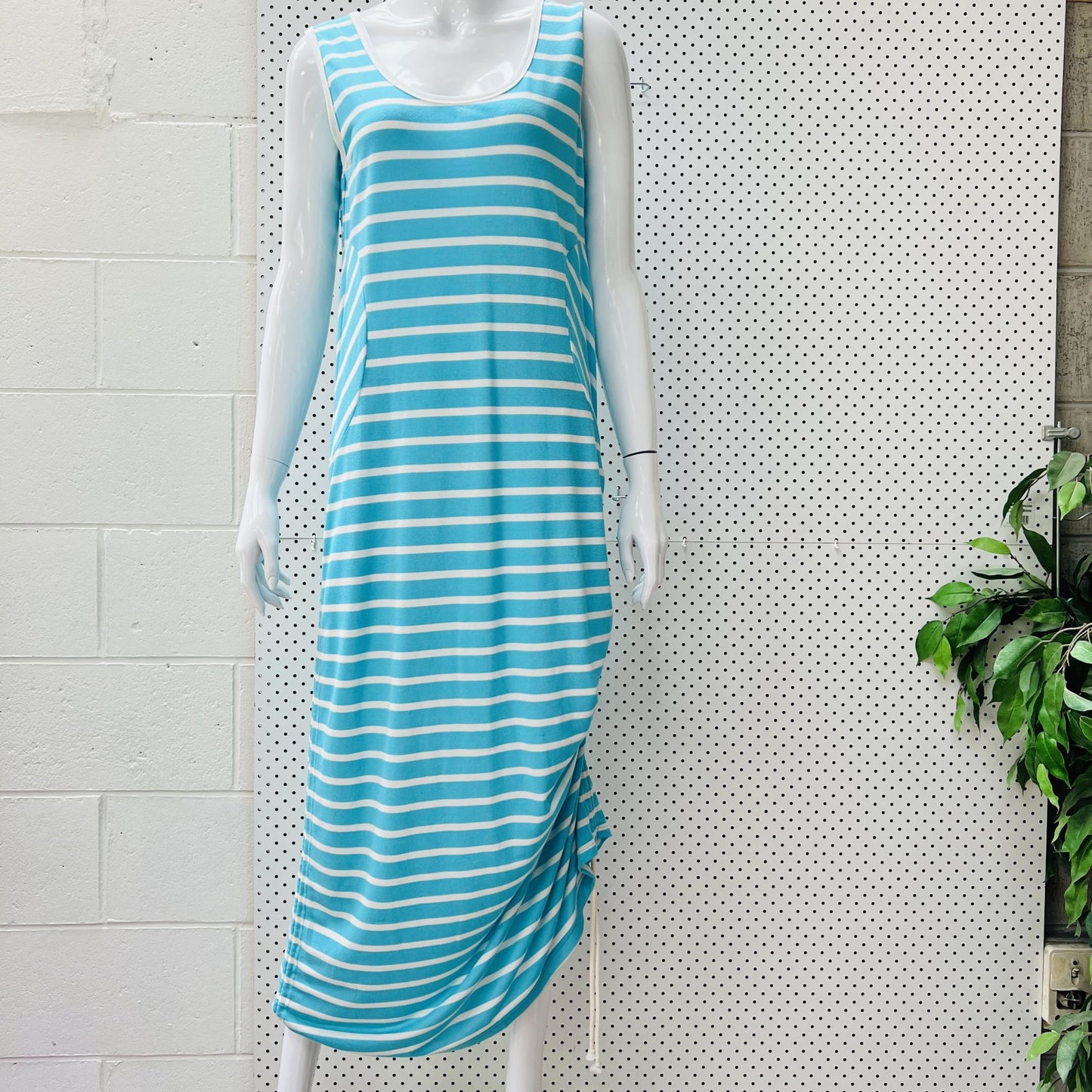 DERYN SCHMIDT / 'omen' ruched tank dress in blue / 12 / made in nz (3834229463319812549)