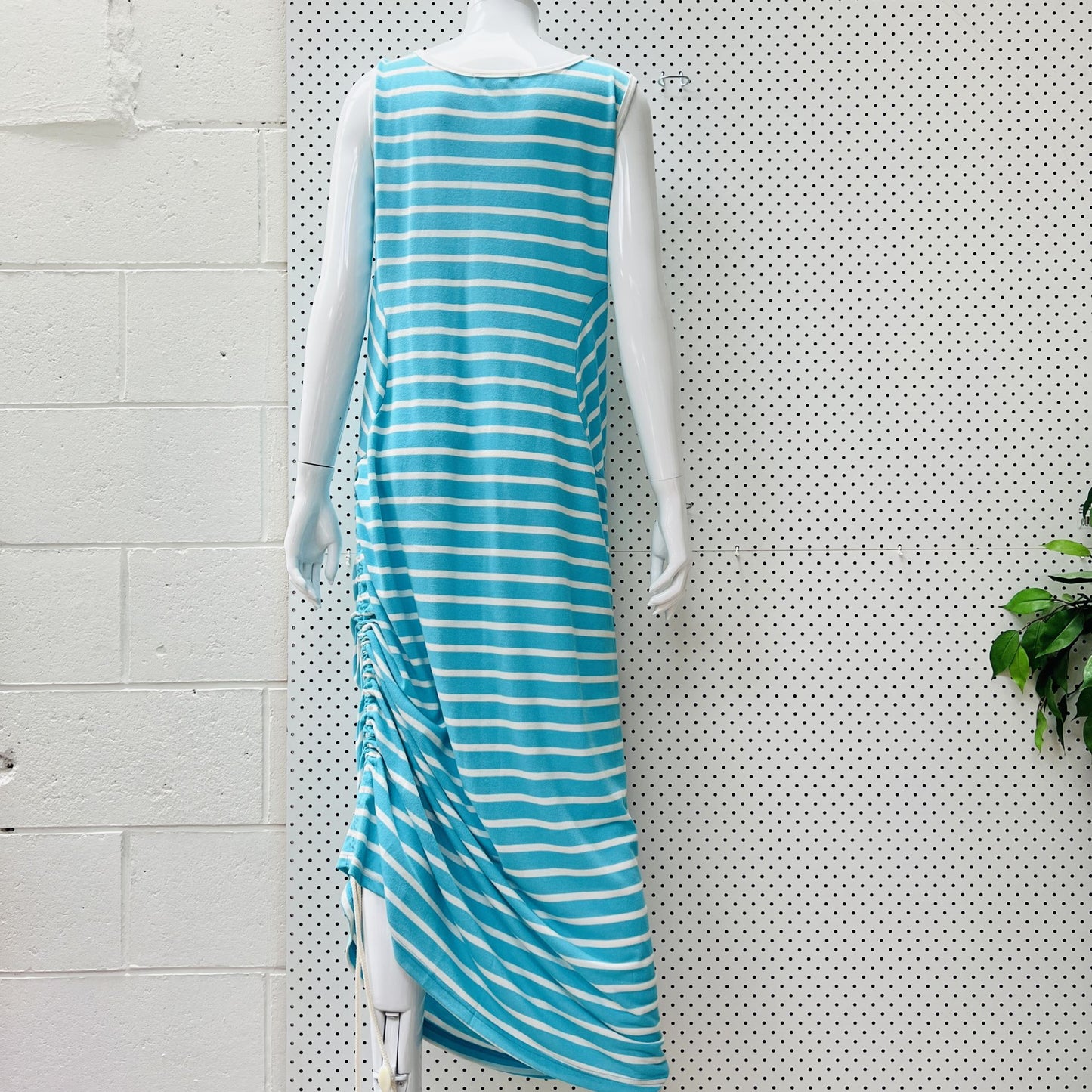 DERYN SCHMIDT / 'omen' ruched tank dress in blue / 12 / made in nz (3834229468972387554)