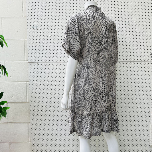 KILT / sheer patterned dress / 10 / made in nz (3840866819536286672)