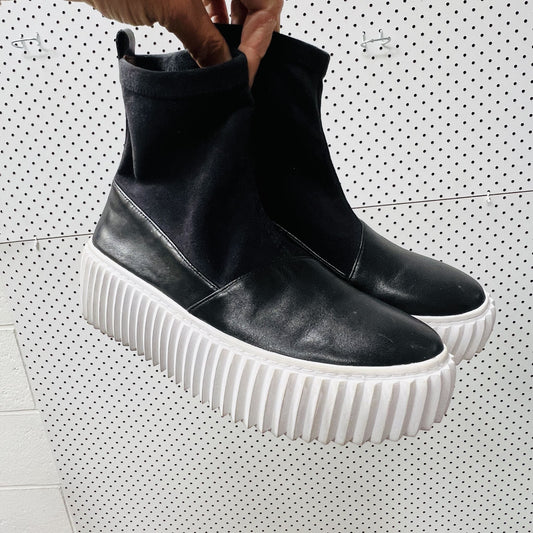 rare / ISSEY MIYAKE x united nude / buzz bordeaux boots / black leather / 35 (3842942647120940544)