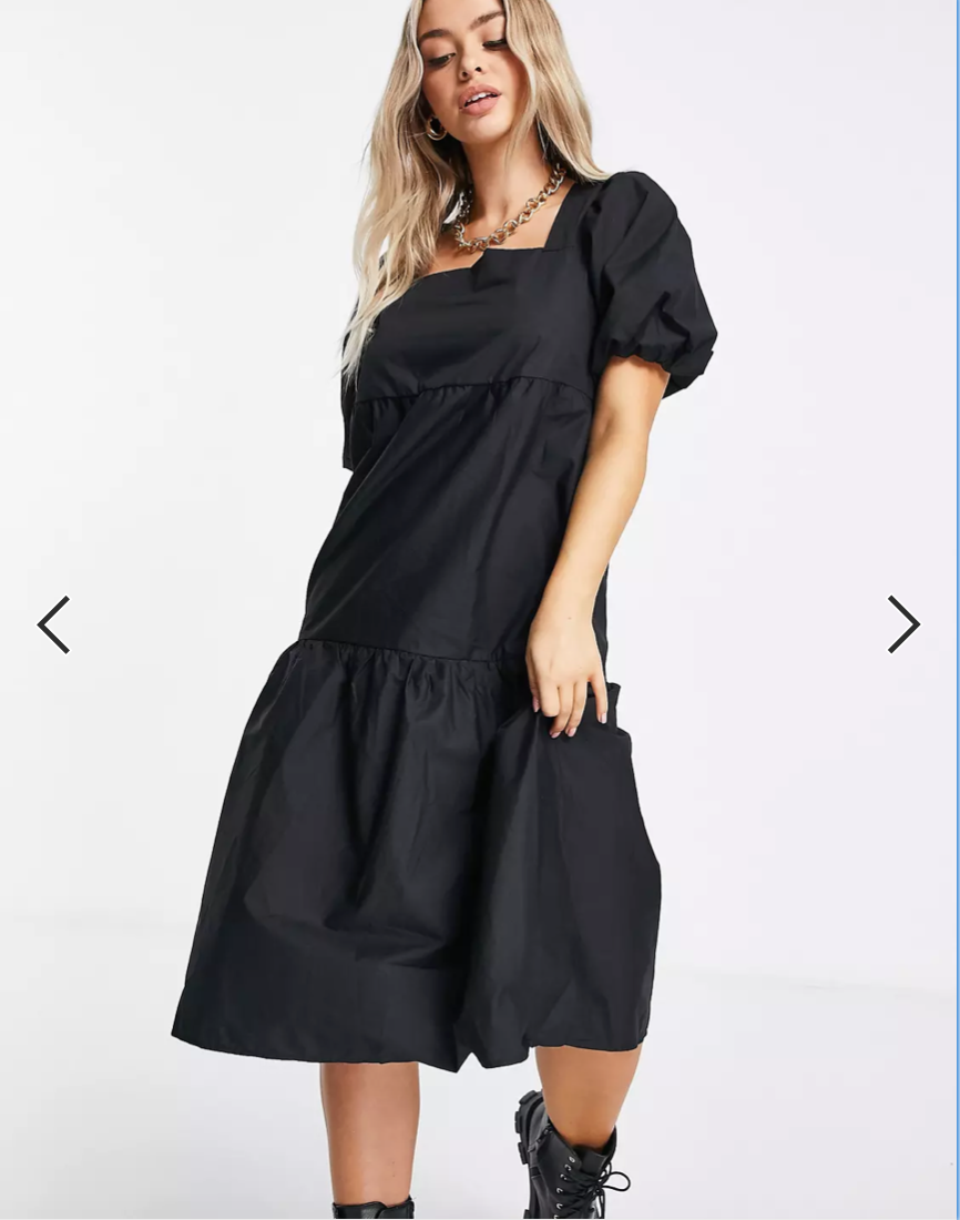 MISSGUIDED smock midaxi dress with puff sleeves tiered dress 10 archival