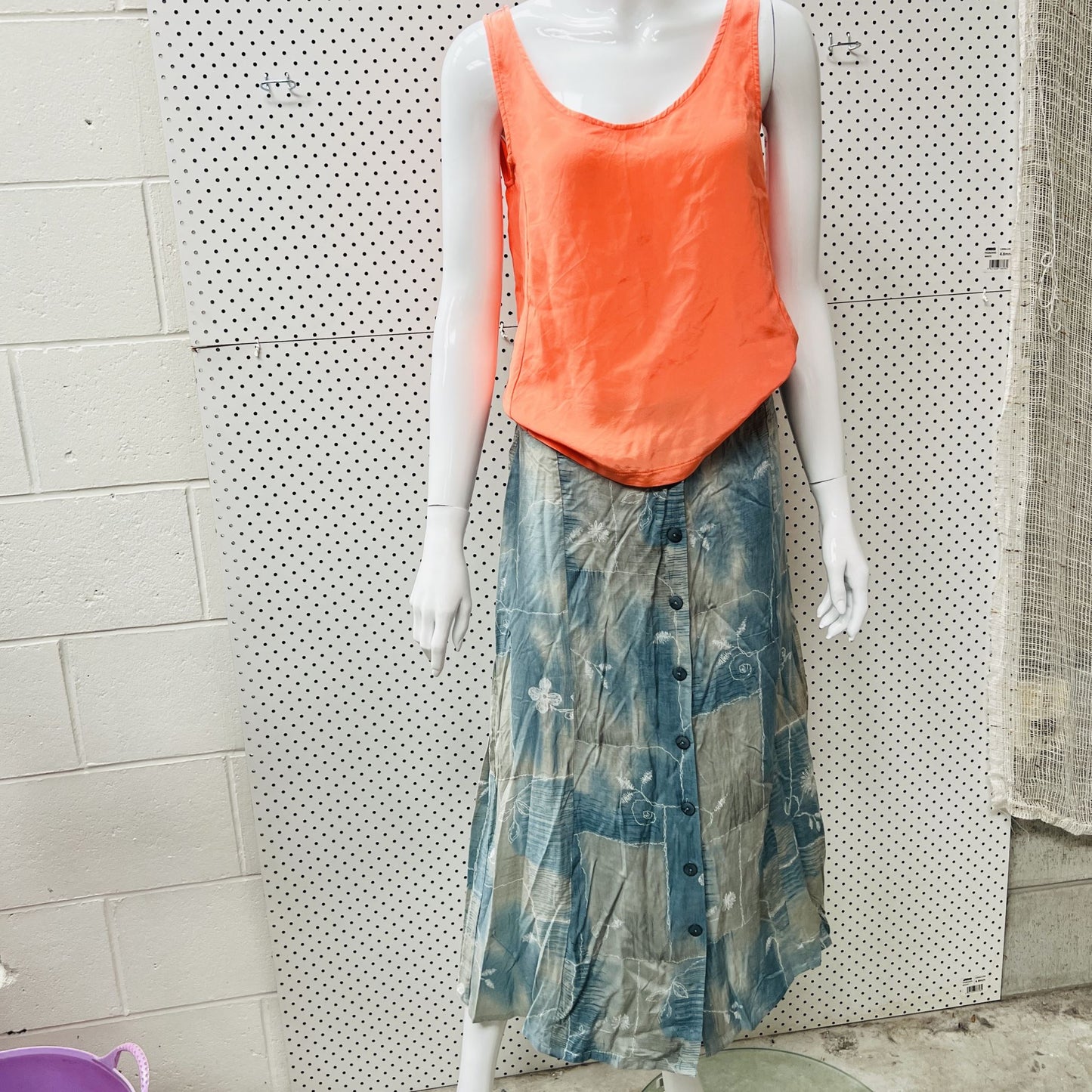 nz vintage / HERE / patterned 90s maxi skirt / m (3846925372421581629)