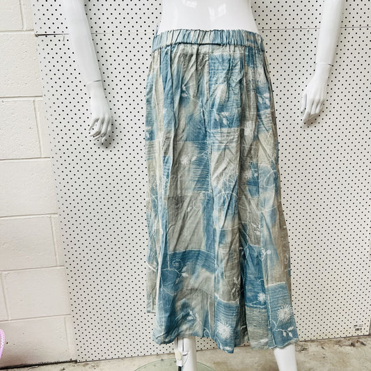 nz vintage / HERE / patterned 90s maxi skirt / m (3846925459960344514)