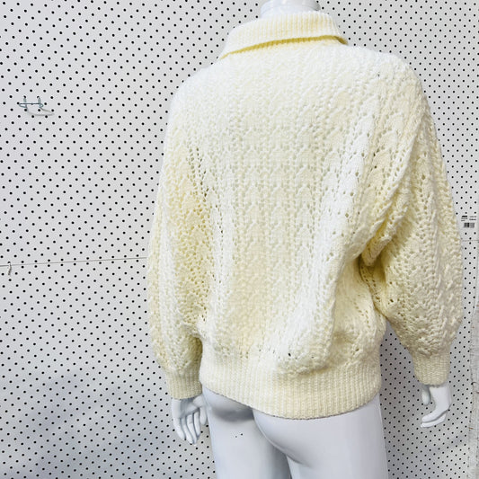 nz vintage / hand made / sweetheart knit jumper with collar (3849074763603049693)