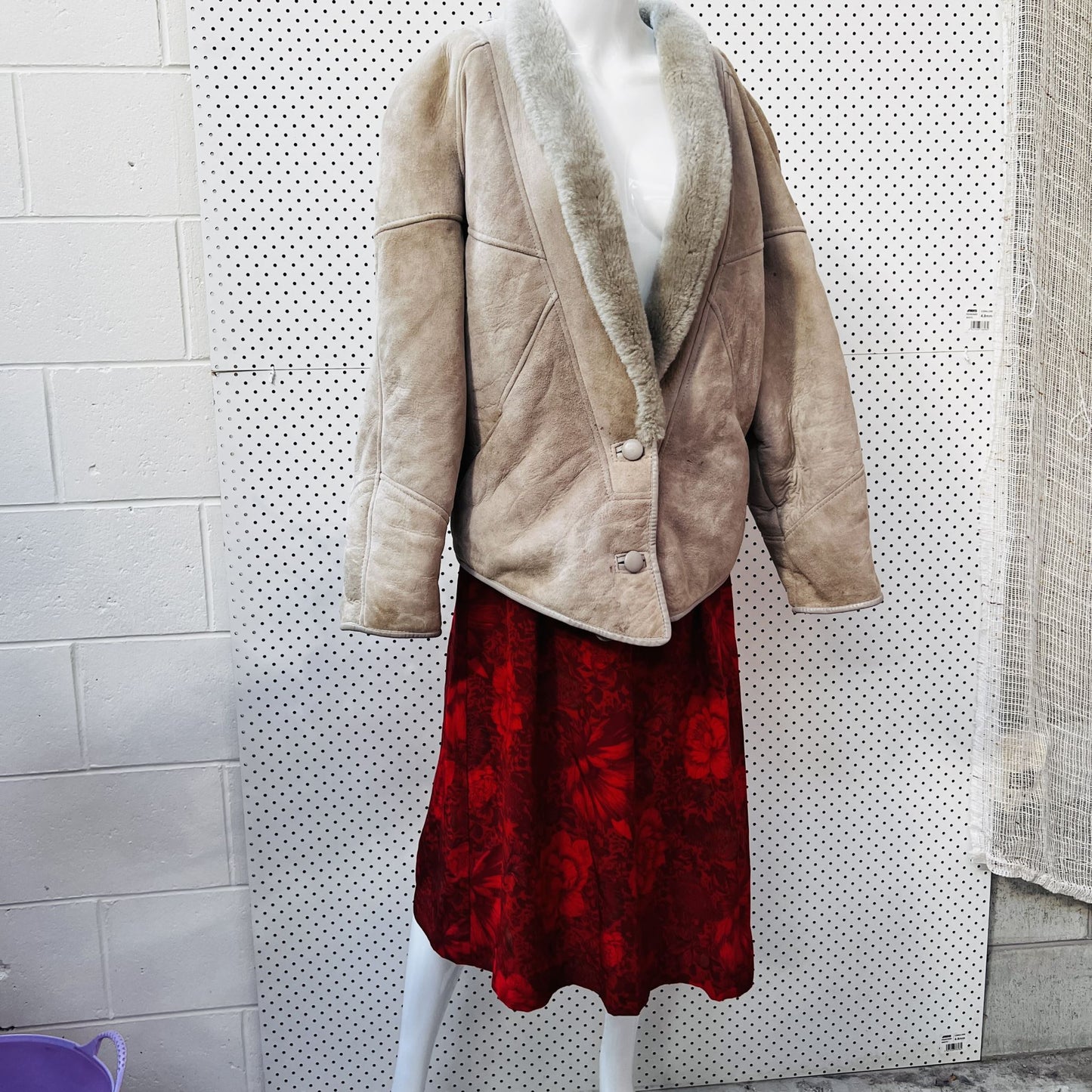 aussie vintage / ADELE PALMER / red silk skirt / S (3849517223804461355)