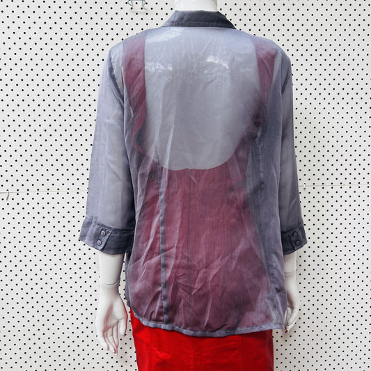 nz vintage / GLASSONS / sheer mauve shirt / s/m / made in nz (3850551994062617018)