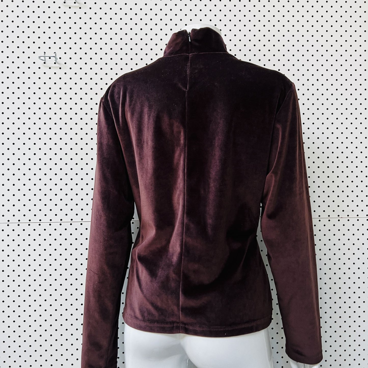 nz vintage / WILD WAHINE / brown velvet high neck jumper / m (3851248128820023847)