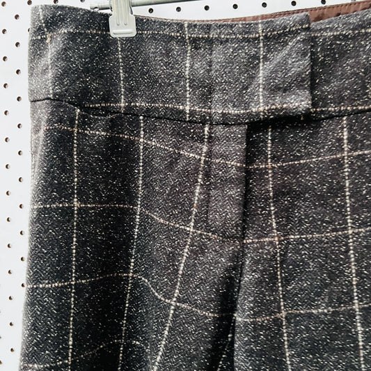 nz vintage / DOT COM / 90s wide legged cropped pants in wool tweed / s/m (3853071204160191182)