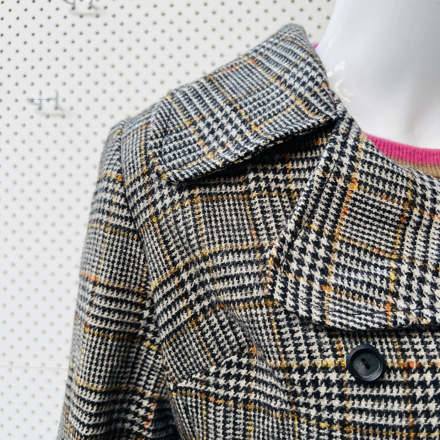 NZ VINTAGE / PEPPERTREE SPORT / tweed wool pea coat / s (3854272164354050093)