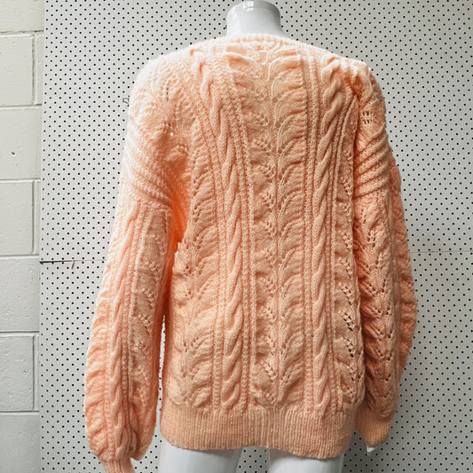 handmade / hand knit / apricot bell sleeve jumper / M/L (3854353581092896467)