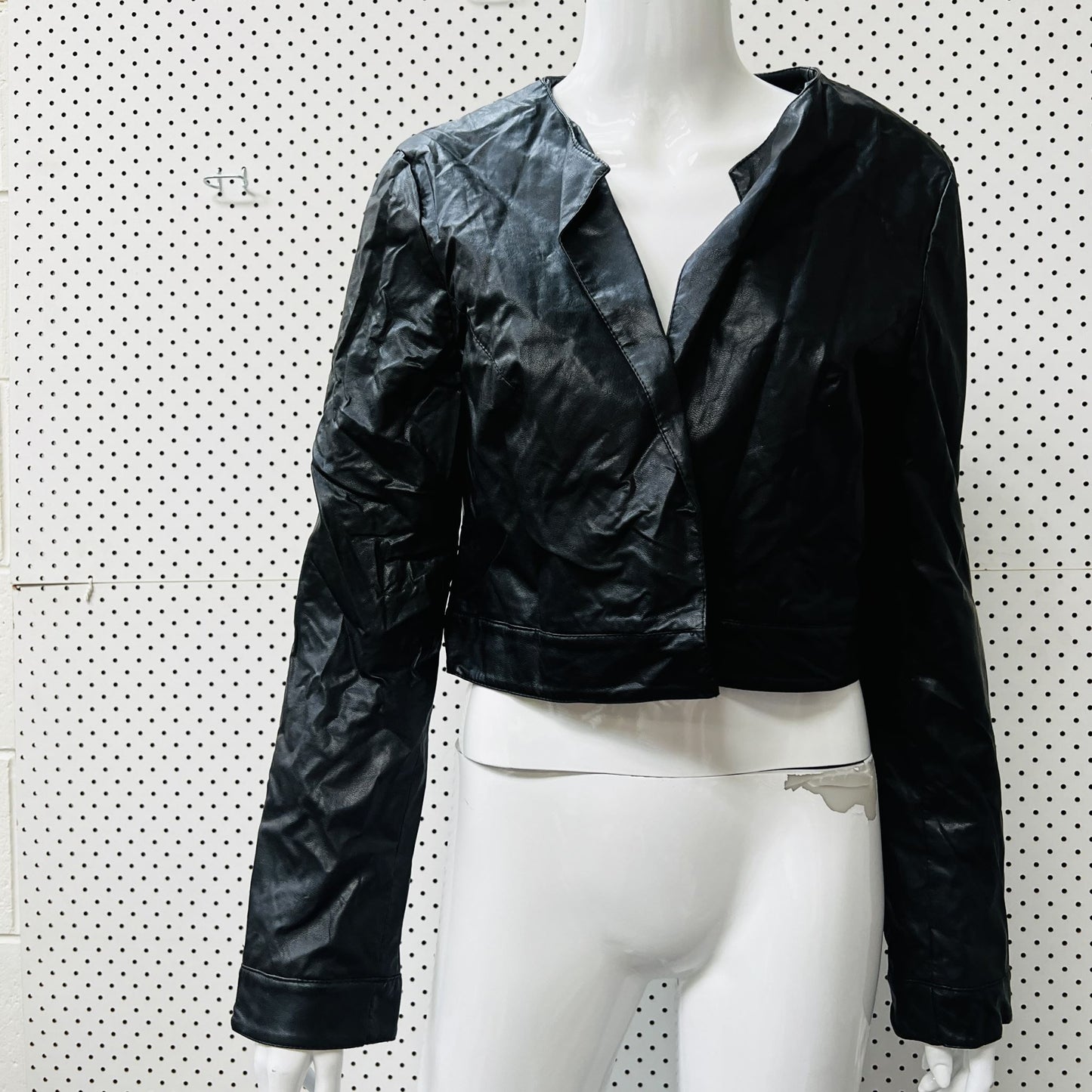 made in italy / biancoghiaccio / black vegan leather jacket / s (3854448904954215960)