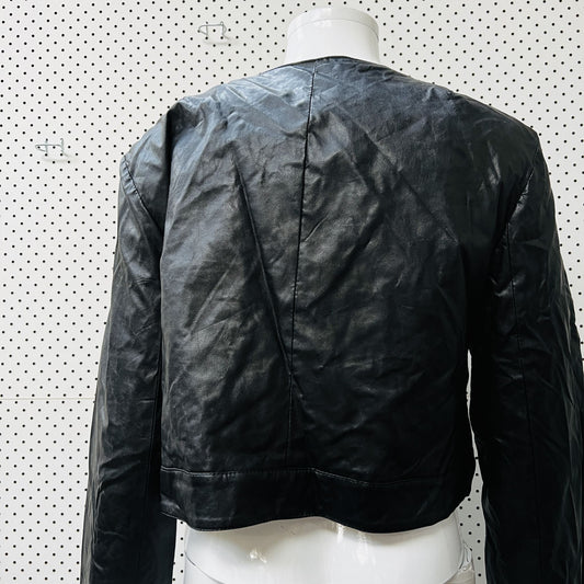 made in italy / biancoghiaccio / black vegan leather jacket / s (3854448911198513930)