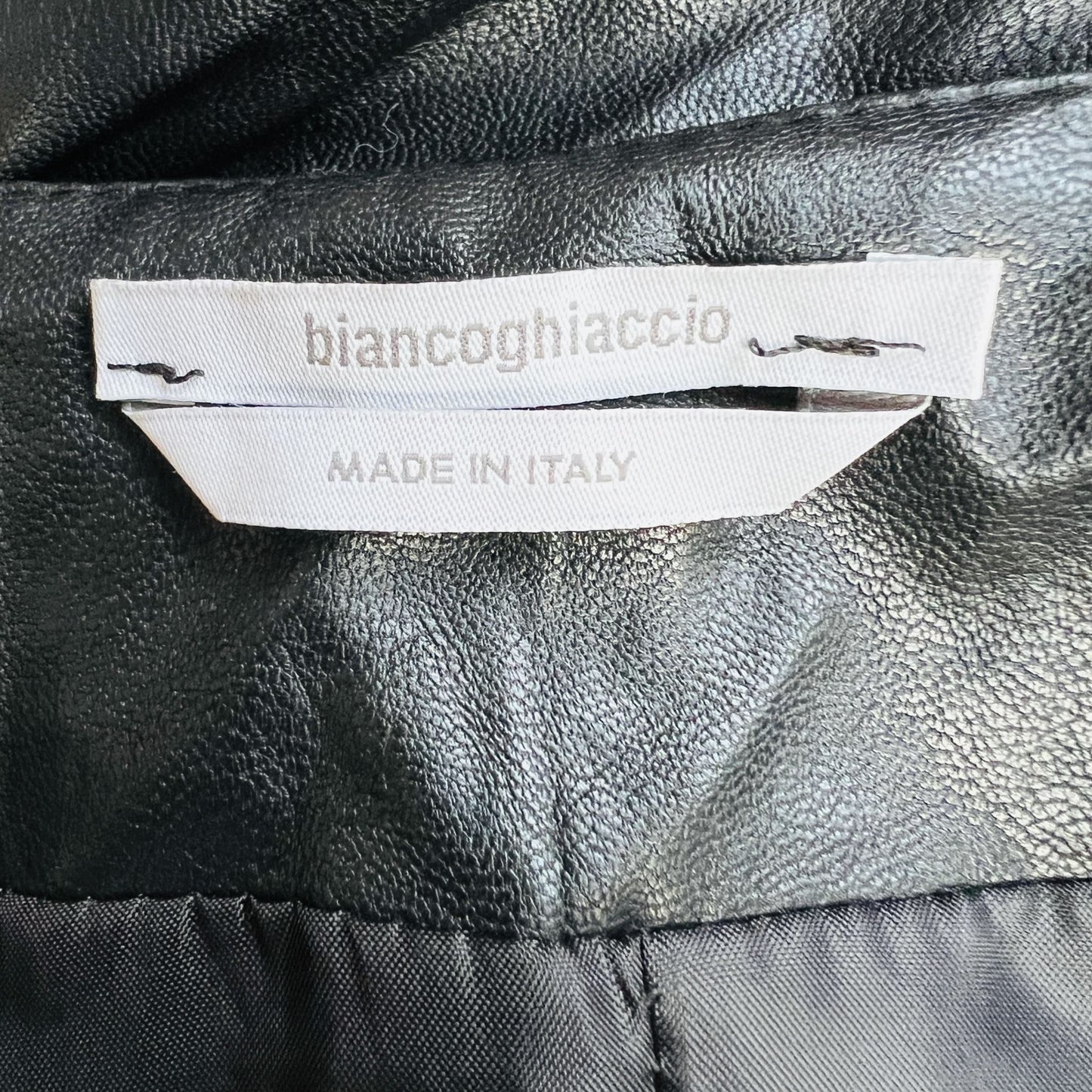 made in italy / biancoghiaccio / black vegan leather jacket / s (3854448918062969774)