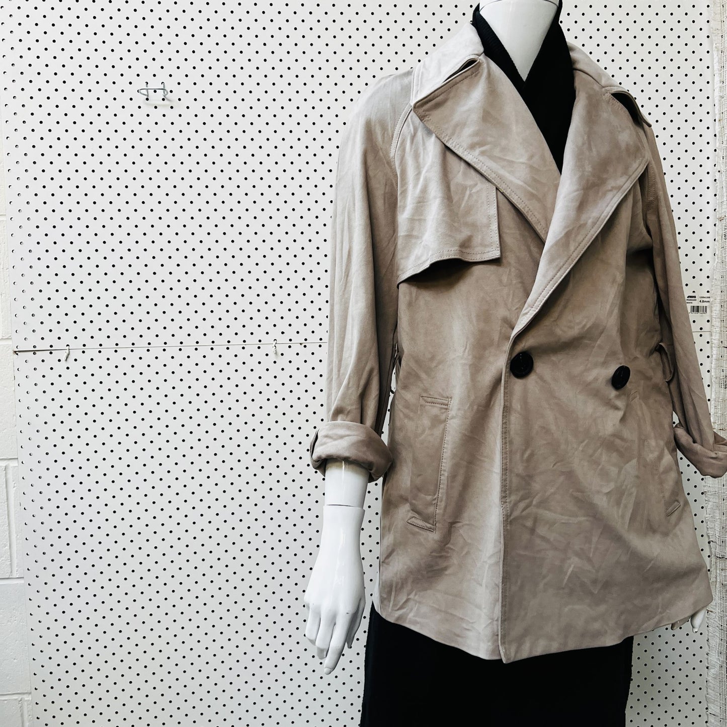 ZARA / leather look trench / s (3856079229696119603)