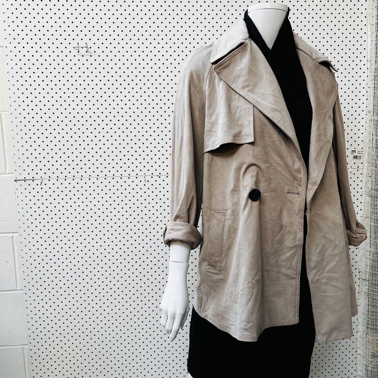 ZARA / leather look trench / s (3856079236112084257)