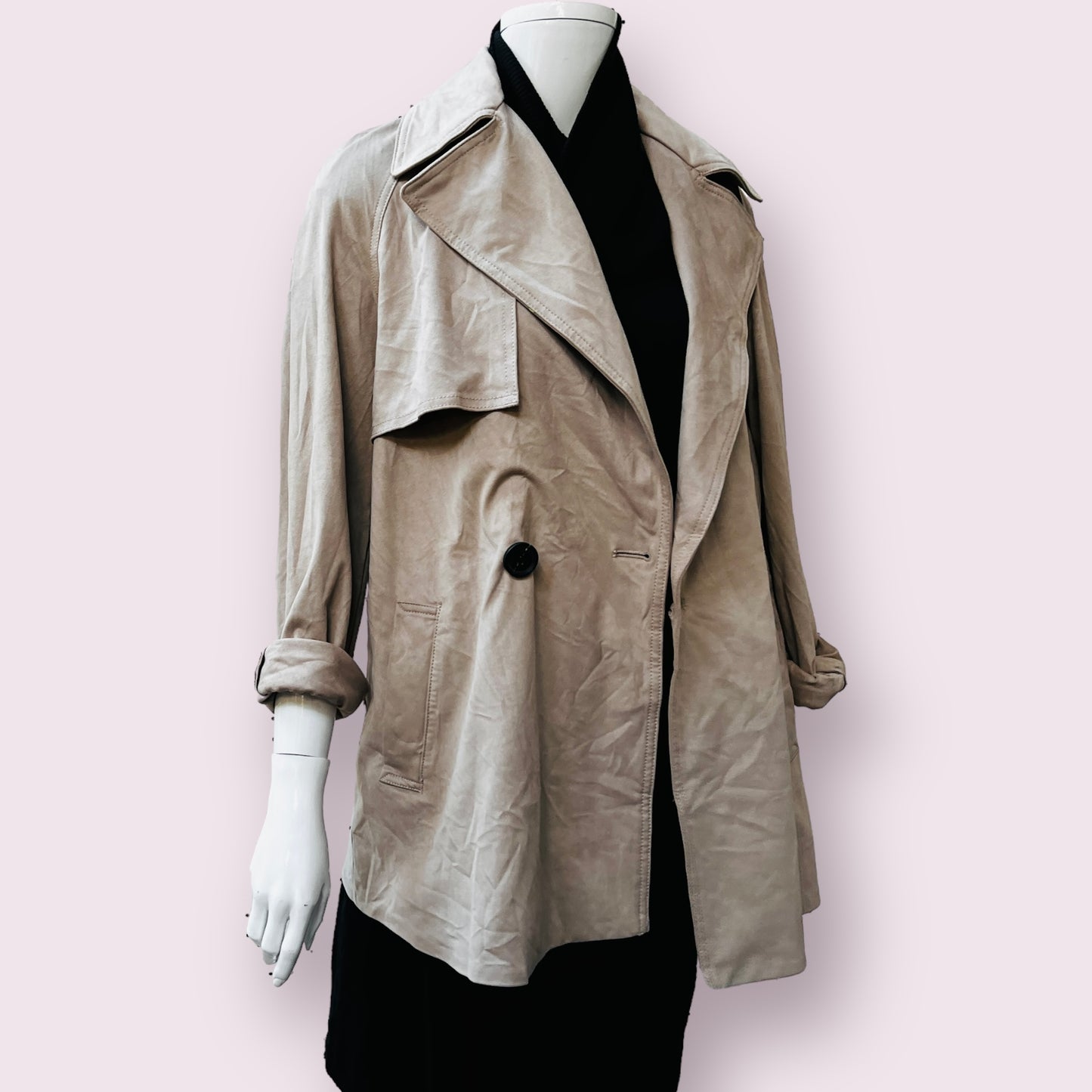 ZARA / leather look trench / s (3856079625914046238)
