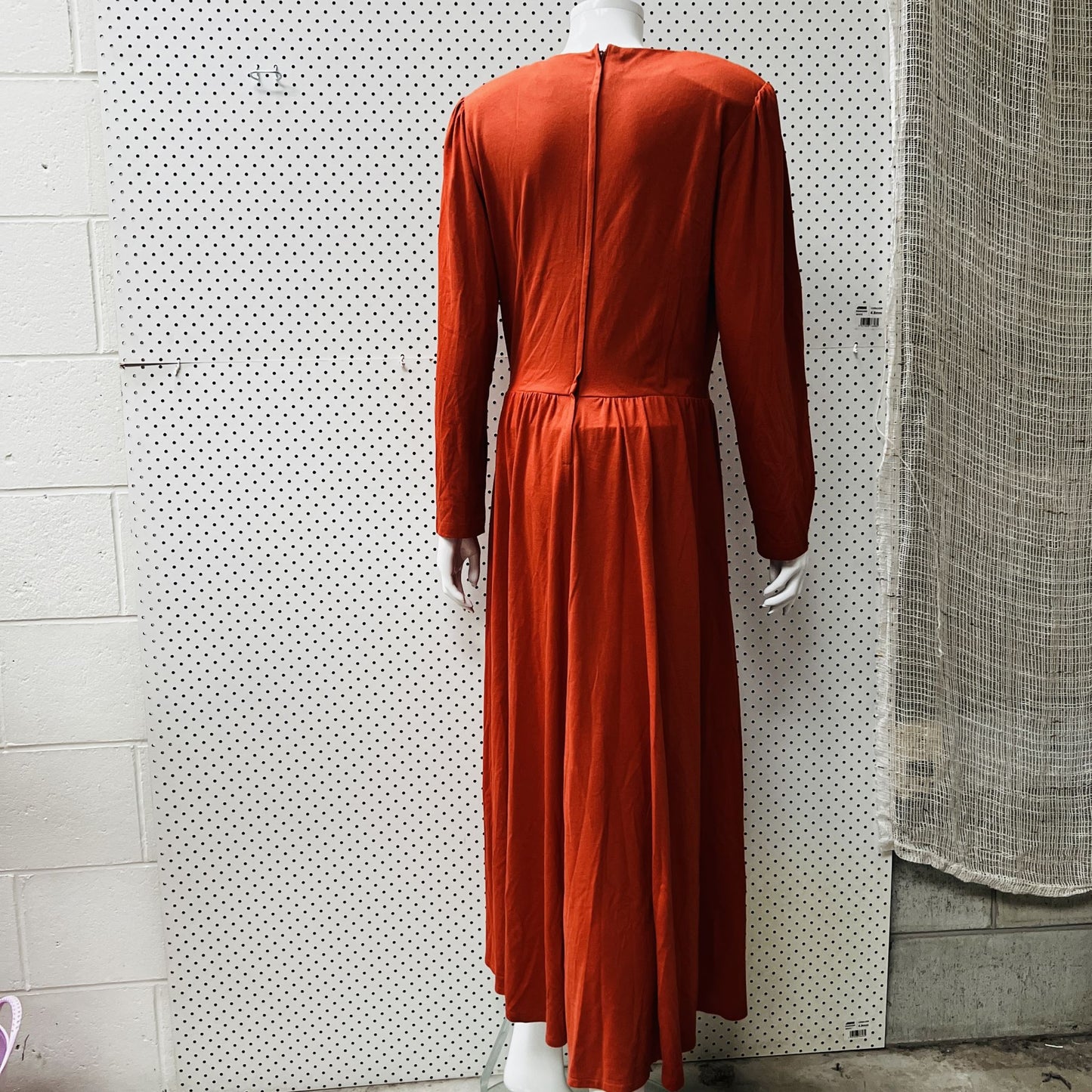 nz vintage / 'FLOOKIES' burnt orange 1970s dress / s (3858051732575242282)