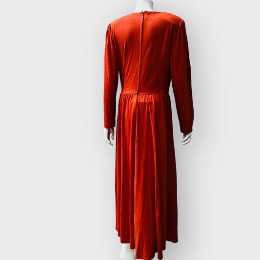 nz vintage / 'FLOOKIES' burnt orange 1970s dress / s (3858051884970201090)