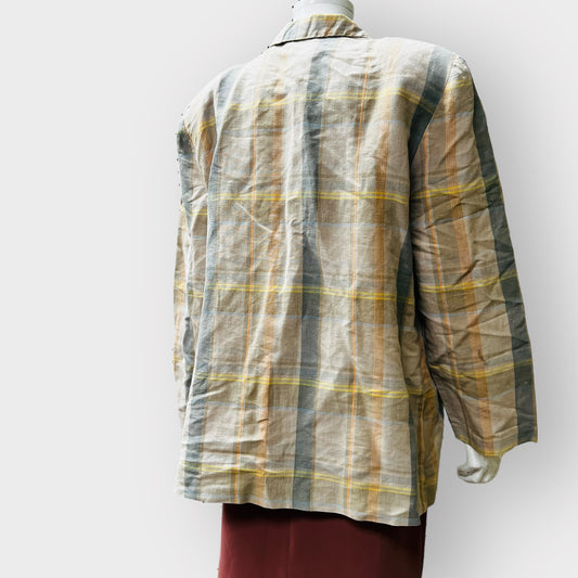nz vintage / plaid linen jacket / fashion warehouse / m/l (3859017735893476089)