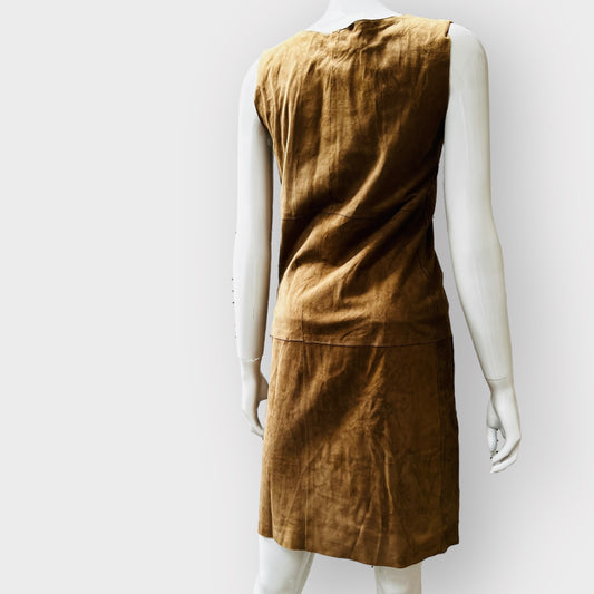 vintage IKKS / brown leather dress from the 2000s / s (3859623446426008395)