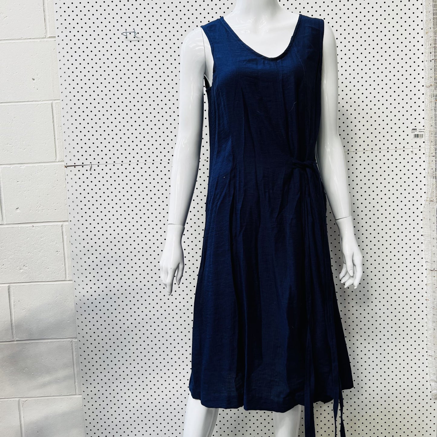 SHARON NG / blue linen mix dress / 10 / made in nz (3859828115645024311)