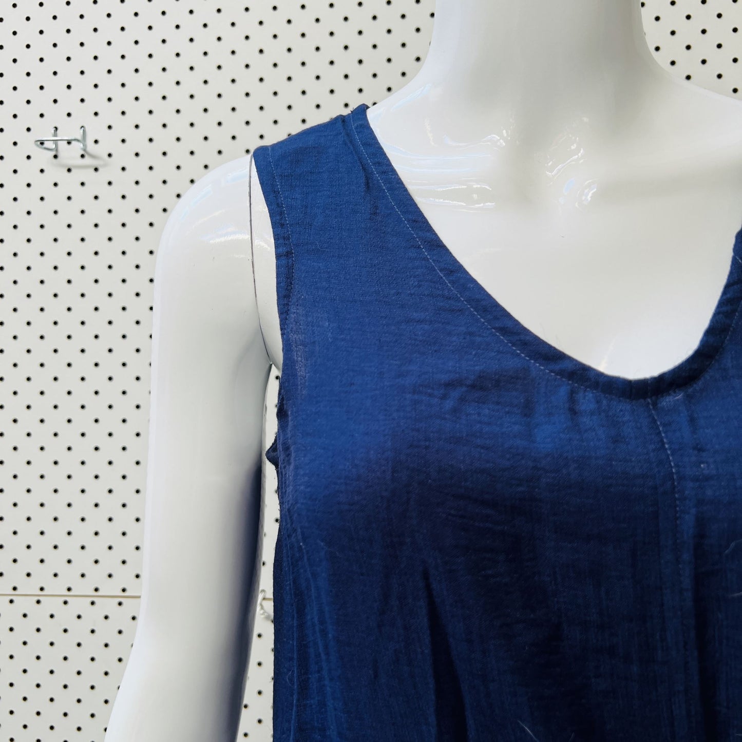 SHARON NG / blue linen mix dress / 10 / made in nz (3859828118407474230)