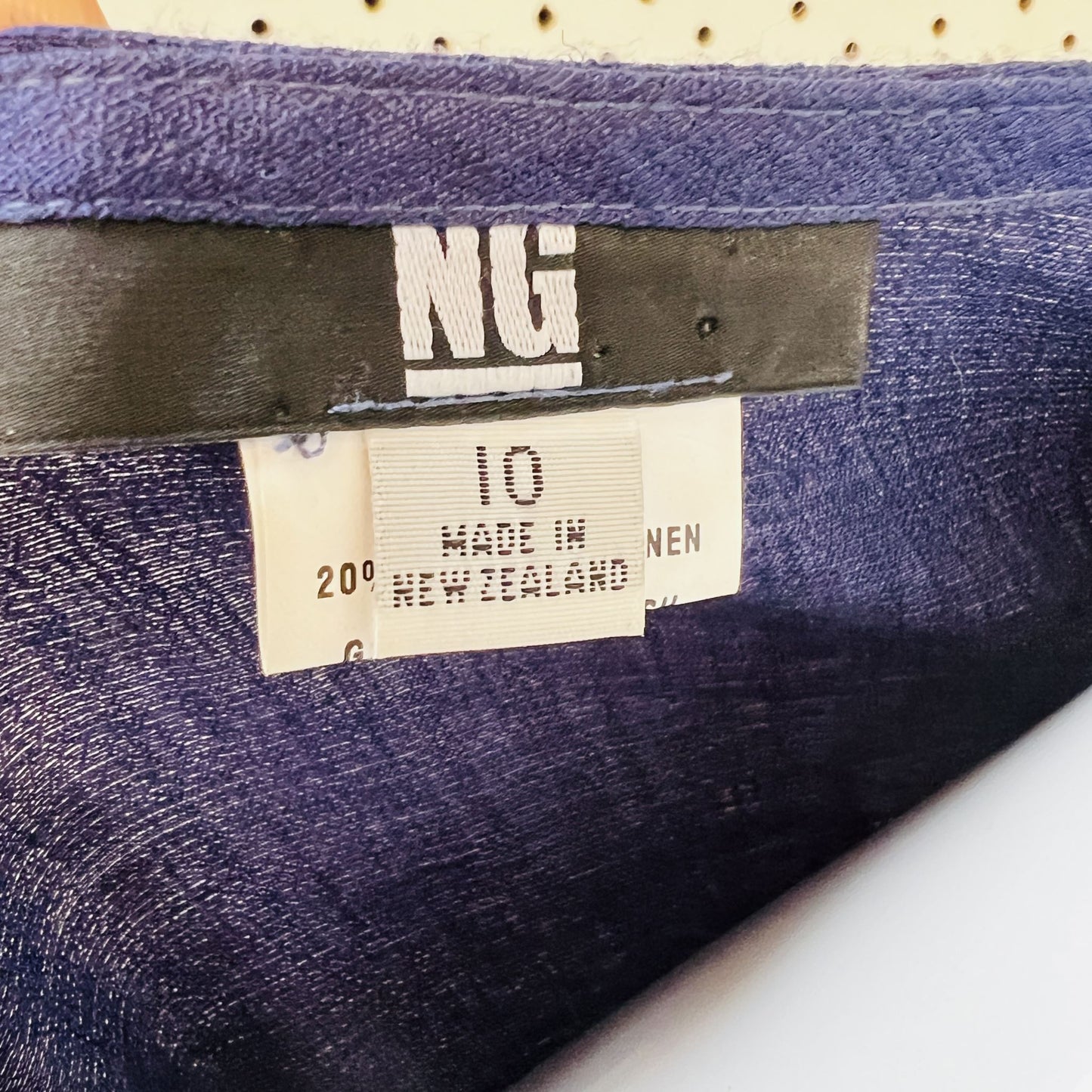 SHARON NG / blue linen mix dress / 10 / made in nz (3859828123503749343)