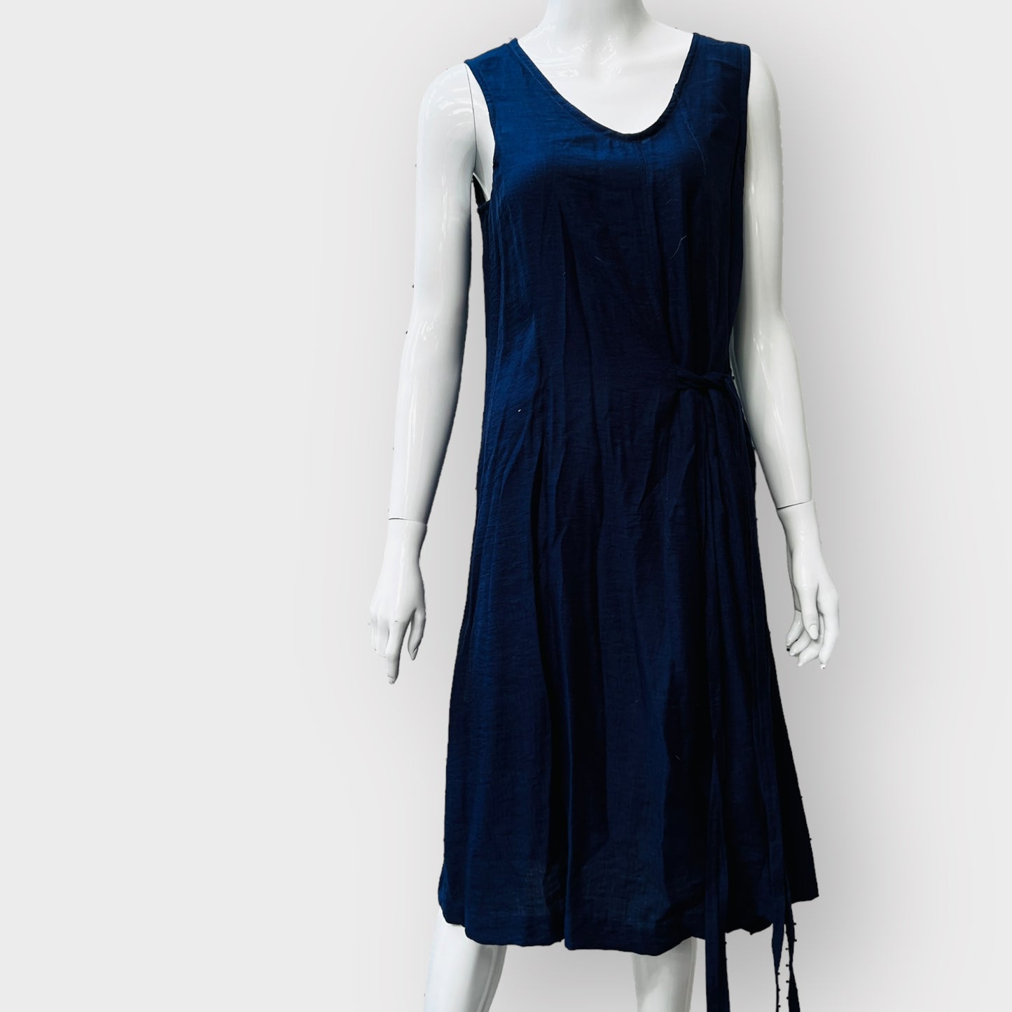 SHARON NG / blue linen mix dress / 10 / made in nz (3859871313616096220)