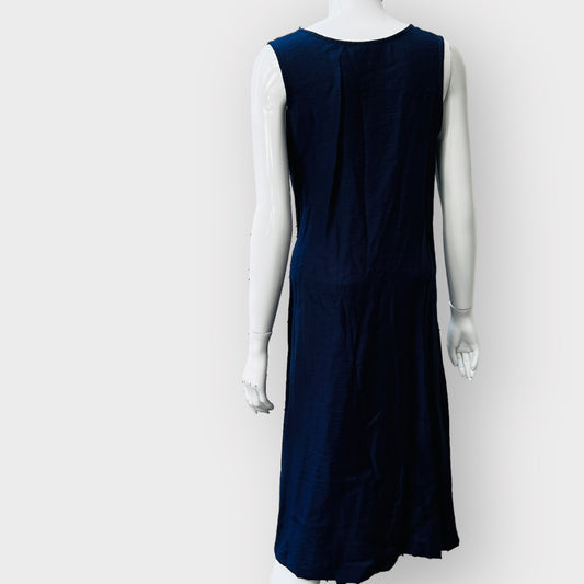 SHARON NG / blue linen mix dress / 10 / made in nz (3859871317439247913)