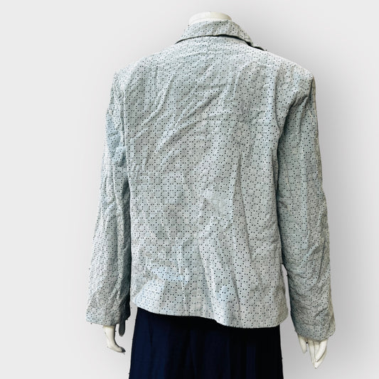 FREDERICK / leather look baby blue jacket / 14 / made in nz (3859871342800034898)