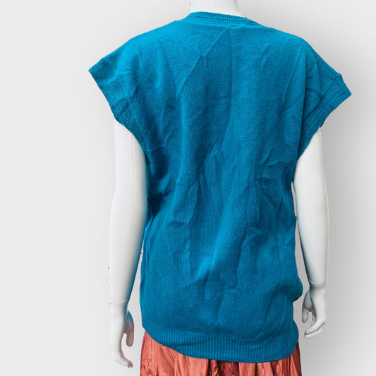 nz vintage / CLASSIFIED / 1990s bright blue wool vest / L (3860327740619121179)